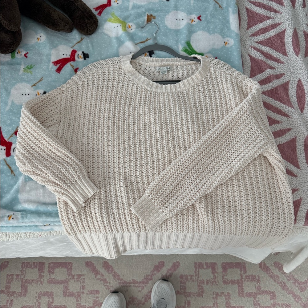 American Eagle Outfitters Cream Knit Sweater
